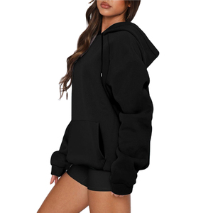Sweat à capuche court en polaire surdimensionné pour femmes 100% coton de haute qualité imprimé décontracté avec logo avant pour l'automne et l'hiver - Product Image 4