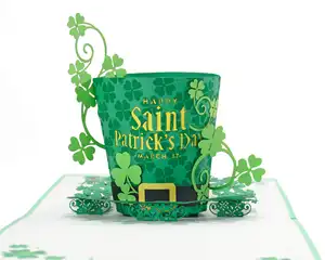 Beste Wahl für Geschäfts treffen und Aufbau von Beziehungen 3D-Popup-Geschenkkarten-Display für ST Patrick Day