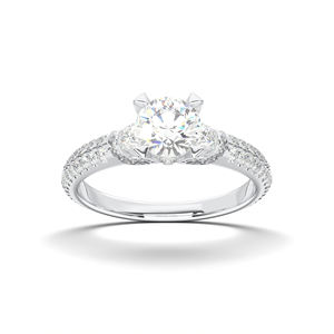 1.58 Carat E-F/VSS-VS Quality Moissanite Round Shape Diamond Prong <b>Set</b> Engagement <b>Ring</b> Made in Platinum <b>For</b> <b>Women</b> - Product Image 1