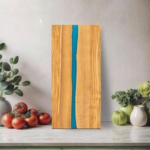 Tabla de cortar de madera de acacia de resina de bambú epoxi, tabla de cortar de queso con mango, patrón de ola de océano elegante para preparación de comidas de cocina - Product Image 6