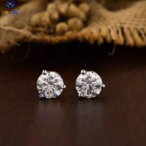 ชุดจี้และต่างหูเพชรเม็ดเดี่ยวทรงกลม7.49 TDW สุกใสขนาด18K สีเหลืองทองได้รับการรับรอง/เพชรที่ไม่ผ่านการรับรอง - Product Image 4