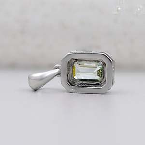 Green Fancy Intense Emerald Cut Certified IGI Lab Grown Diamond Halo <b>Pendant</b> 14K <b>Solid</b> <b>Gold</b> Elegant & Timeless Design - Product Image 4