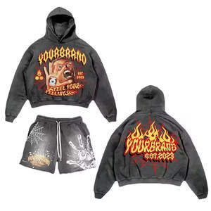 Haute qualité personnalisable été décontracté unisexe respirant séchage rapide sweats à capuche ensembles de shorts avec sérigraphie pour Logo - Product Image 4