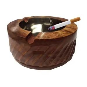 Cendrier en bois d'acacia durable et élégant, best-seller, fabriqué à la main pour une utilisation en intérieur et en extérieur, accessoire élégant - Product Image 2