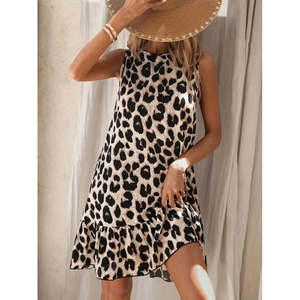 Women's Sleeveless Back-<b>Tie</b> Ruffled <b>Leopard</b> <b>Print</b> Supreme Dress, 35989 - <b>Leopard</b> - Product Image 4