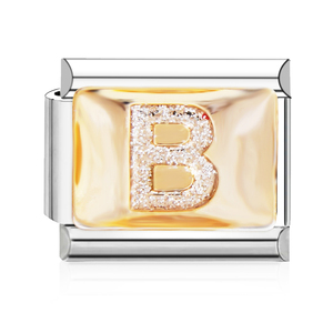 Pulsera de Acero Inoxidable con Iniciales y Diamantes, Estilo <span class=keywords><strong>Italiano</strong></span>, Letras con Dijes, Eslabones para Hacer tus Propias Pulseras - Product Image 3