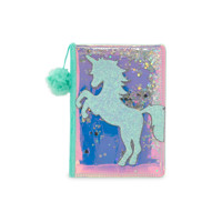 Carnet de notes licorne holographique A5 80 feuilles avec pompon turquoise 80Gr/M2 points couverture souple reliure thermique et spirale pour l'école