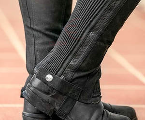 Chaps de cavalier en cuir de vachette pour équitation, demi-chaps et chaps complets, vente en gros |   Équipement d'équitation en cuir véritable - Product Image 3