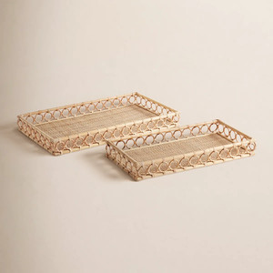 Nueva bandeja de servir de ratán con diseño elegante, hecha en Vietnam con precio de mayoreo. - Product Image 1