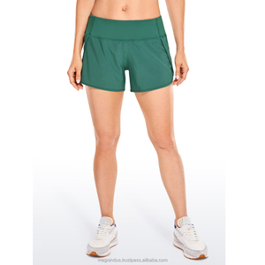 Short d'entraînement athlétique de gymnastique léger pour femmes doublure de poches à fermeture éclair en maille 4 Shorts en Spandex de sport de course à séchage rapide - Product Image 1
