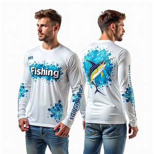 Maillot de pêche à manches longues pour homme, personnalisable, DryFit, protection UV UPF 50, respirant, pour les sports de plein air et la pêche - Product Image 6
