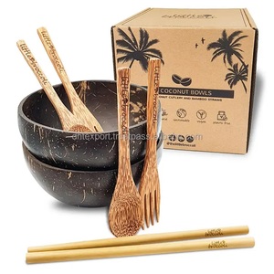 Cuenco de cáscara de coco personalizado DHT HANDICRAFT más vendido, juegos de vajilla sostenibles hechos a mano de Viet Nam Cup Bowl Gift Set - Product Image 1