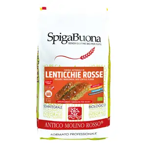 Top Produit italien Broyage en pierre Lentilles rouges biologiques Farine sans gluten Utilisation pour le pain Bon pour la santé 15 Kg