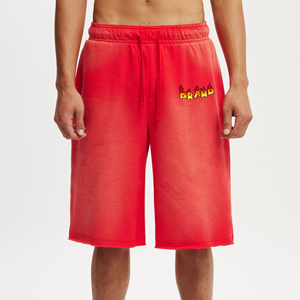 Haute qualité 100% coton respirant homme survêtement personnalisé sérigraphié logo lourd respirant couleur unie shorts pour hommes - Product Image 1