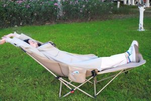 Chaise de camping pliante à double usage Repose-pieds amovible Chaise de couchage réglable facile à assembler pour mobilier d'extérieur - Product Image 5