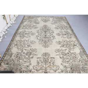 Tapis turc 5,7 x 8,8 pieds, tapis beige en ikat, tapis en laine - Product Image 1