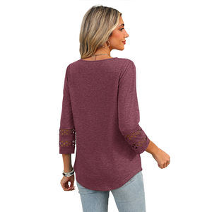 3/4 de manga larga para mujer, blusas informales elegantes para mujer, camisetas de moda con cuello en V 2025, ropa de verano - Product Image 6