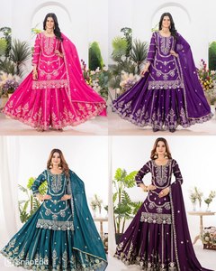 Salwar Kameez ชุดสูทผ้าไหมชาดาปักลายสำหรับงานแต่งงานแบบชาวปากีสถาน - Product Image 6