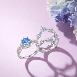 Ensemble de 3 bagues Jeulia en aquamarine avec motifs étoile et lune - Product Image 5