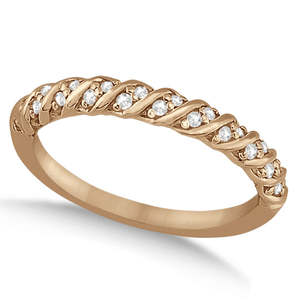 14k Rose Gold Diamond Rope Wedding <b>Band</b> 0.17ct Diamond <b>Rings</b> - Product Image 2