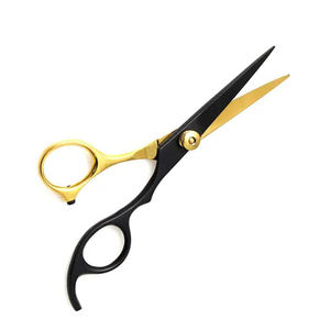 Ciseaux de coiffeur professionnels couleur noire et dorée ciseaux de coiffeur à lames tranchantes en acier inoxydable allemand - Product Image 1