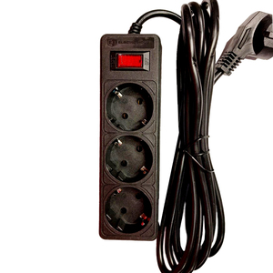 Hot Sale 3-Way Black Surge Protected <b>Extension</b> Power <b>Socket</b> With Grounding EU/UK/US Standard 2 Meters Cable for Switching Usage - Product Image 2