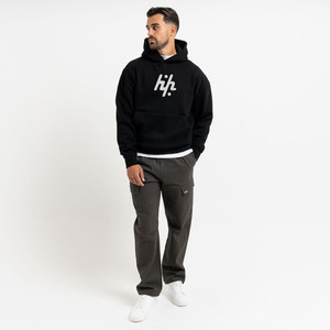 Streetwear noir à broderie personnalisée pour hommes, impression numérique, coupe-vent écologique, poids lourd, coupe régulière, pull à capuche unisexe - Product Image 2