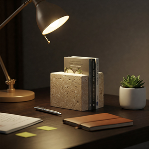 ที่จัดเก็บหนังสือหินอ่อนแบบชาวนอร์ดิกที่ทันสมัยหนังสือตกแต่งทำด้วยมือที่ตั้งหินที่มีสไตล์สำหรับโต๊ะเขียนหนังสือห้องสมุดขายส่ง - Product Image 4