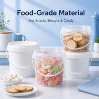 Seau en plastique vide de qualité alimentaire pour l'emballage et le stockage du fromage, du chocolat, des biscuits, baril cylindrique personnalisé, mini-seaux avec couvercles