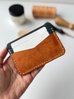 Dompet Kartu Kulit Asli Buatan Tangan dengan Tepi yang Dipoles, Dompet Tipis, Organizer, Tahan Lama, Gaya Vintage, Dapat Disesuaikan, dengan Ukiran Kustom