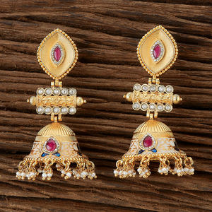 Ingrosso <span class=keywords><strong>oro</strong></span> opaco placcato antico Meenakari Jhumki orecchino imitazione gioielli <span class=keywords><strong>Online</strong></span> in India - Product Image 3