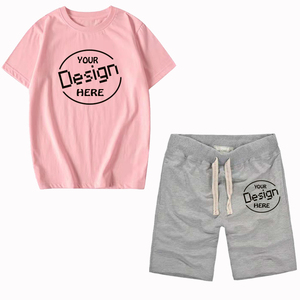 เซ็ตเสื้อยืดและกางเกงขาสั้นสำหรับผู้ชายชุดวิ่งลำลองผ้าฝ้ายออกแบบโลโก้ได้ตามต้องการฤดูร้อน - Product Image 5