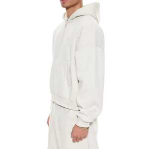 Ensemble de survêtement unisexe décontracté épais à coupe droite et ample avec sweat-shirt et pantalon de jogging vierge - Product Image 4
