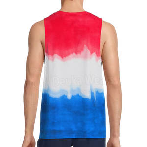 Camiseta sin mangas de algodón 100% de secado rápido para hombre, diseño personalizado OEM con estampado Tie Dye, ropa deportiva personalizada para adultos. - Product Image 3