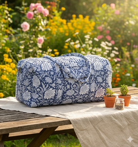 Sacs de voyage décontractés en coton indien de haute qualité, à imprimé floral, durables, grande capacité, week-end, sport, luxe, fermeture éclair - Product Image 2