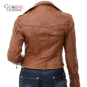 Chaqueta de Cuero de Piel de Vaca para Mujer, Cuello Alto, Ecológica, Transpirable, de Secado Rápido, Tejido Económico - Product Image 3