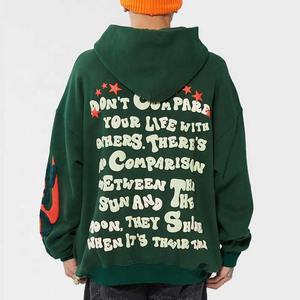 Sudadera con capucha de alta calidad Unisex personalizada de fabricante con espuma 3D para estampado de hojaldre sudadera con hombros caídos de patrón sólido - Product Image 5