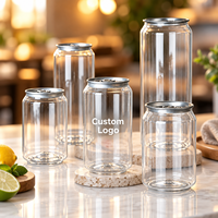 Boîtes de boissons en PET transparentes avec couvercle, logo personnalisé, bocaux en plastique pour emballages de café froid et de jus de fruits