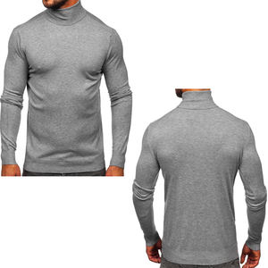 Sweat-shirt à col roulé pour homme, en tricot doublé, coupe classique, manches longues, anti-boulochage, chaud pour l'automne, polyester uni, décontracté, logo sur le devant - Product Image 5