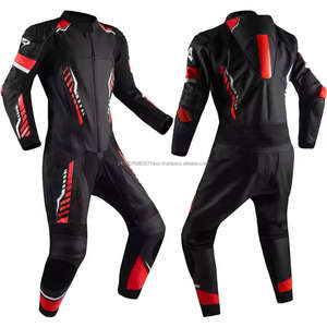 Traje de Motocicleta de Cuero Personalizado para Hombre, Negro y Rojo, Mono de MotoGP con Protectores Homologados CE, Traje de Carreras de Cuero para Motocicleta - Product Image 1