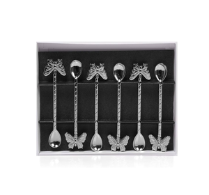 Steel Spoon Dessert Spoon Butterfly Stainless Steel Household Tea Spoon Butterfly Handle <b>Gifts</b> Packing <b>Box</b> - Product Image 1
