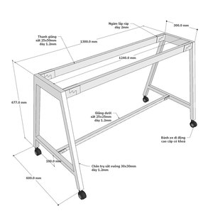 CFOS002 Pieds de table mobiles en métal au design minimaliste pour bureaux de 140x60cm, revêtement poudré - Product Image 4