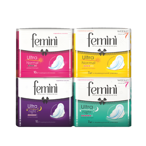 Femini Ultra <b>Thin</b> Medical Grade Sanitary Pads Day Use 10 Pcs Soft Breathable Medium Absorbency Hygiene Pads - Product Image 1