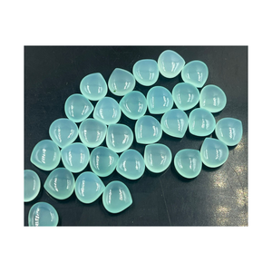 Calcedonia Azul Agua Natural de la Mejor Calidad, Lisa, Sin Perforar, Forma de Corazón de Pera, Tamaño 12x12mm, Cabujones Indios, Piedras Preciosas - Product Image 6