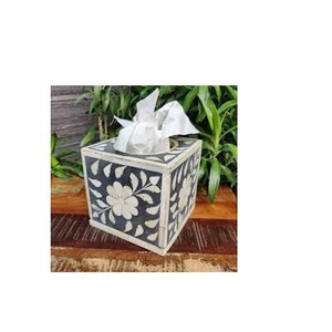 Boîte à mouchoirs décorative en os incrusté, rectangulaire, artisanat Hadiya Noor - Product Image 5