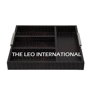 Plateau de service en acier inoxydable plaqué argent de forme unique Texture martelée Vente chaude Plateau décoratif de la plus haute qualité - Product Image 3