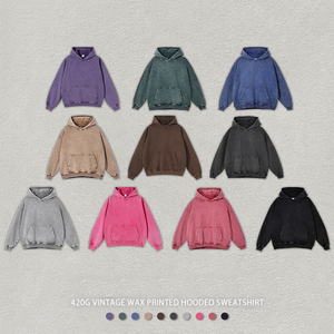 เสื้อฮู้ดดี้โอเวอร์ไซส์ผ้าฟลีซหนานุ่ม 480 กรัม แบบเรียบ สไตล์วินเทจ ซักยับ ผ้าฝ้าย 100% พิมพ์ลายดิจิตอล สำหรับฤดูหนาว ขายส่ง - Product Image 2