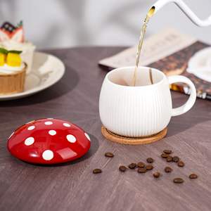 NiHome 12oz tasse en céramique couvercle écologique Unique en forme de champignon tasse colorée sans danger pour le café thé chocolat chaud non toxique - Product Image 2