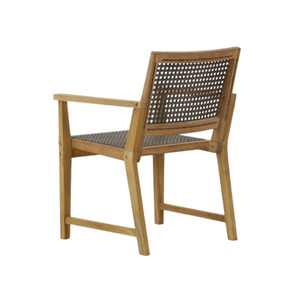 Indoteak Ashton Solid <b>Teak</b> Wood Synthetic Rattan Weaving Modern Minimalist <b>Dining</b> <b>Chair</b>-Durable Lightweight Comfortable - Product Image 3