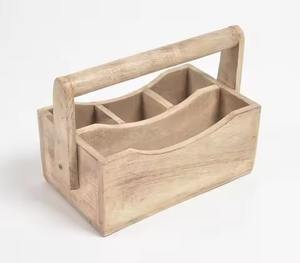 Double-Tiered Wooden Cutlery Organizer for Tableware & <b>Kitchen</b> Use Flatware <b>Utensil</b> & Condiment Caddy Holder - Product Image 1